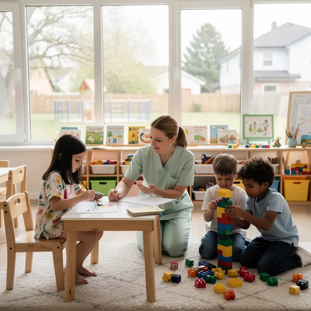 Vaikai žaidžia kartu, mokydamiesi bendradarbiauti ir kurti draugystes.
